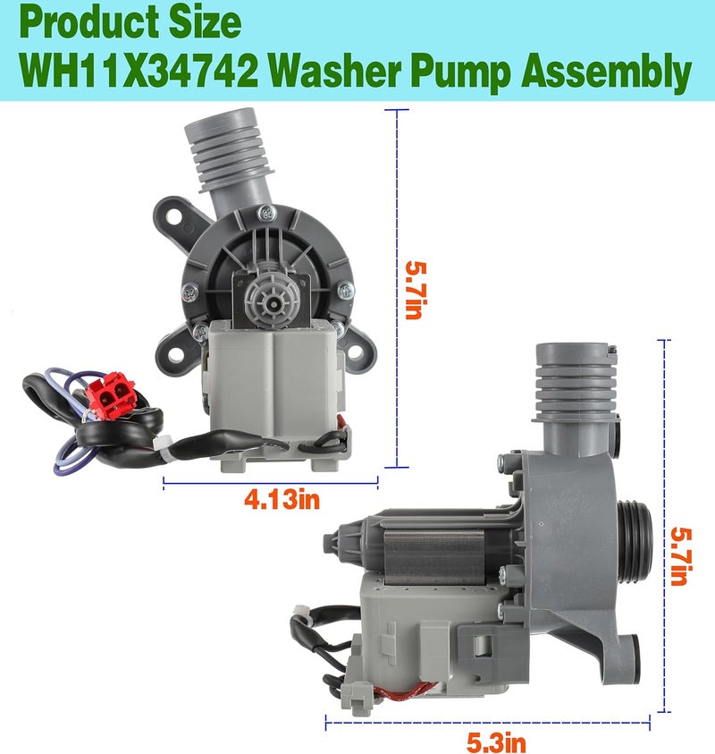 BOSHCHEN (Upgraded) WH11X34742 Washer Pump Assembly Fit for Frigidaire 11001011000071 5304511363 FFTW4120SW Washing Machine Drain Pump Motor - Image 3